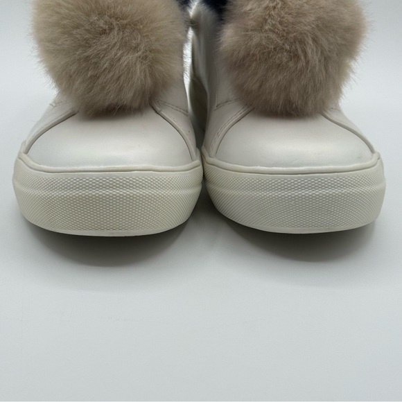 Mossimo Supply Co. Abbie Leather Slip On White Sneakers With Faux Fur Pompom - Picture 5 of 14